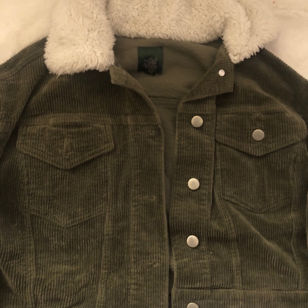 cropped corduroy jacket with fur lining